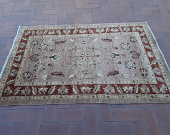 Vintage Turkish Oushak Rug, Handmade Wool, 5'5" x 3'7"