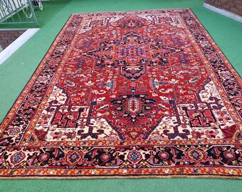Vintage Hand-Knotted Large Wool Rug: 11'6" x 6'9" Oriental Carpet