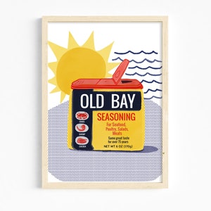 Old Bay Seasoning Original Art Print Poster 8X10&quot;, 11X14&quot;, 16X20&quot;, 18X24&quot;, 24X36&quot; Food Foodie Art Wall kitchen Art