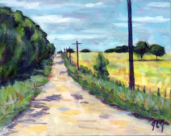 Country Road - Original Acrylic Landscape Painting 8x10" on canvas board impressionist