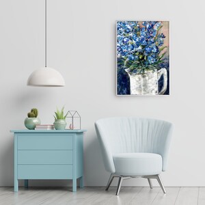 Delphiniums in Vase Still life Wall Art Poster 8X10, 11X14, 16X20, 18X24, 24X36, impressionist art fine art image 2