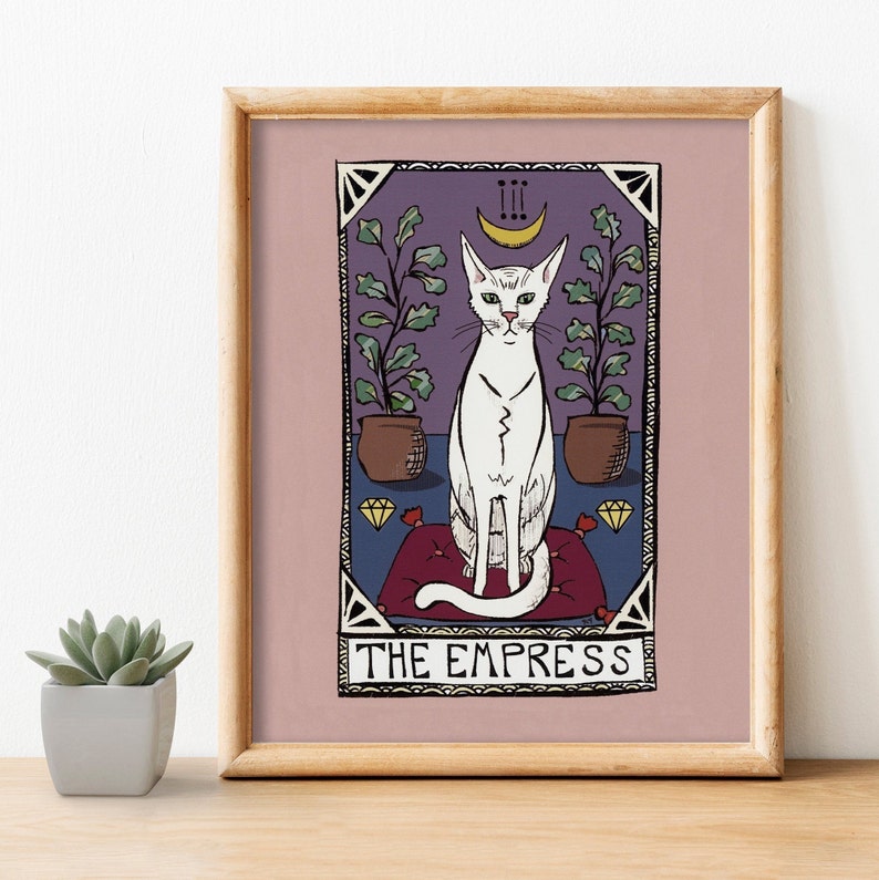 The Empress Tarot Cat Original Art Print Poster 8x10 11x14 16x20 18x24 24x36 Witch Occult Artwork Jennifer Jerrytone image 2