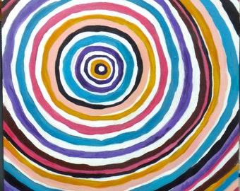 Anneaux du désert Abstrait Coloré Original Peinture acrylique 18 « x24 » sur toile