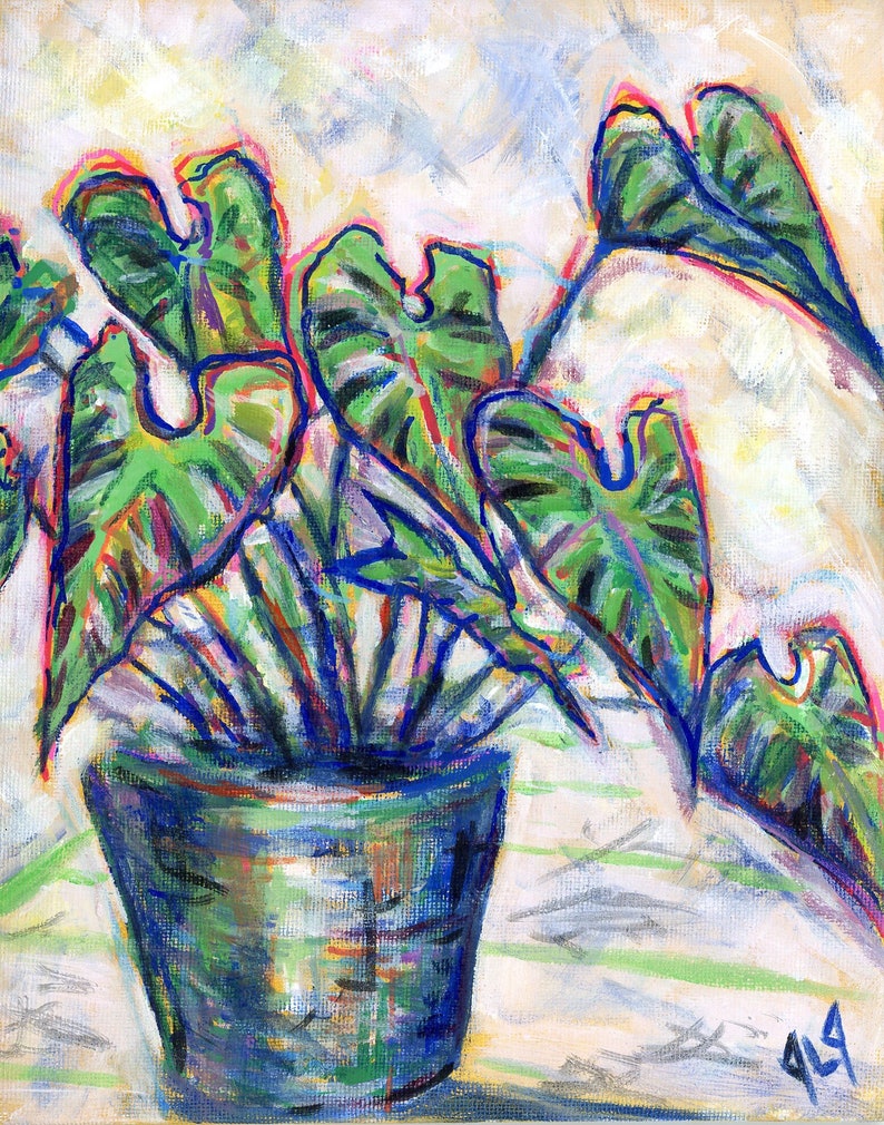 Houseplant Study 1 Original Still life acrylic painting 8x10 plant art gift for plant lover impressionist art plant mama parent Matisse image 1