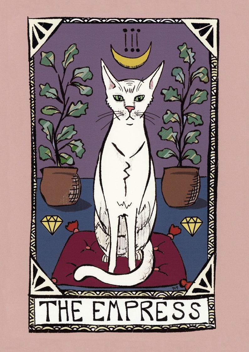 The Empress Tarot Cat Original Art Print Poster 8x10 11x14 16x20 18x24 24x36 Witch Occult Artwork Jennifer Jerrytone image 1