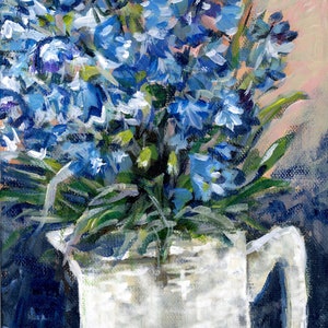 Delphiniums in Vase Still life Wall Art Poster 8X10, 11X14, 16X20, 18X24, 24X36, impressionist art fine art image 3