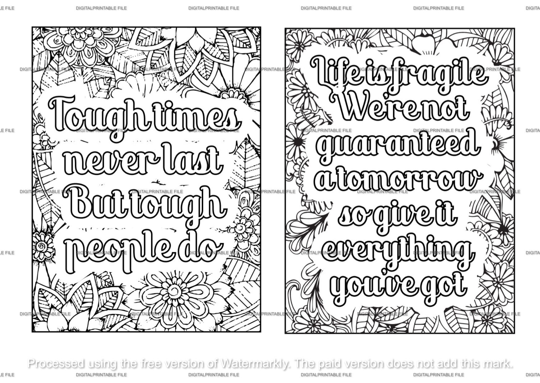 Motivational Quotes Coloring Book,bundle 1, Adults Coloring Book ...