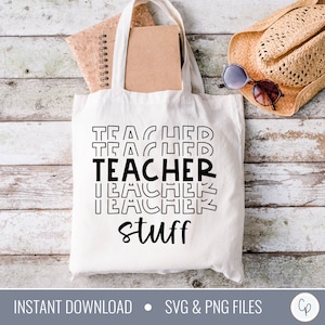 Teacher Stuff SVG | Teacher Tote Bag Svg | Tote Bag Svg | Funny Tote Svg | Book Bag Svg | Teacher Svg | Retro Svg | Teacher Cut Files