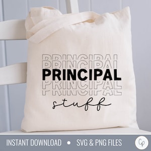 Principal Stuff SVG | Principal Tote Bag SVG | Tote Bag SVG | Funny Tote SVG | Book Bag SVG | Principal SVG | Retro SVG | Principal Cut File