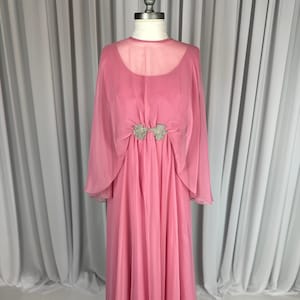 Vintage 1980s Rose Pink Mother of the Bride Blouson Formal Long Modest Gown Size 2-4