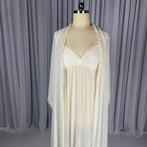 Vintage Sheer White Floor-Length Night Gown with Matching Robe