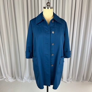 Blauer Damen Regenmantel von Boston Trenchcoat 1960er 1970er Jahre Vintage Übergröße Modern Größe Large XL