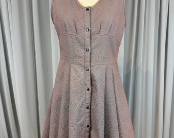 Handmade Seersucker Sun Dress: Pleated Cotton, Sleeveless Medium