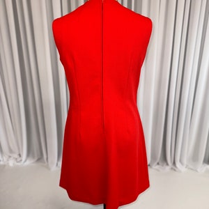 Vintage 1960s Handmade Ruby Red Sleeveless Polyester Shift Dress image 5