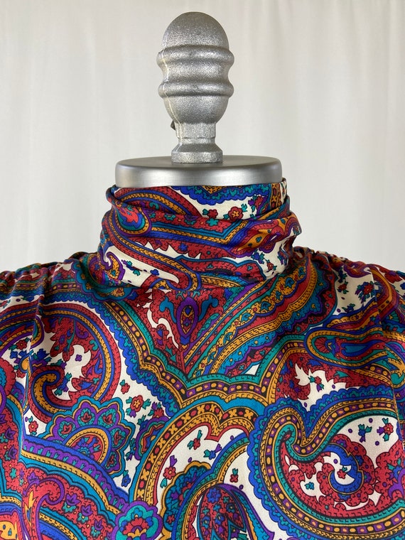 Vintage 1990's Bright Paisley Long Sleeve High Ne… - image 4