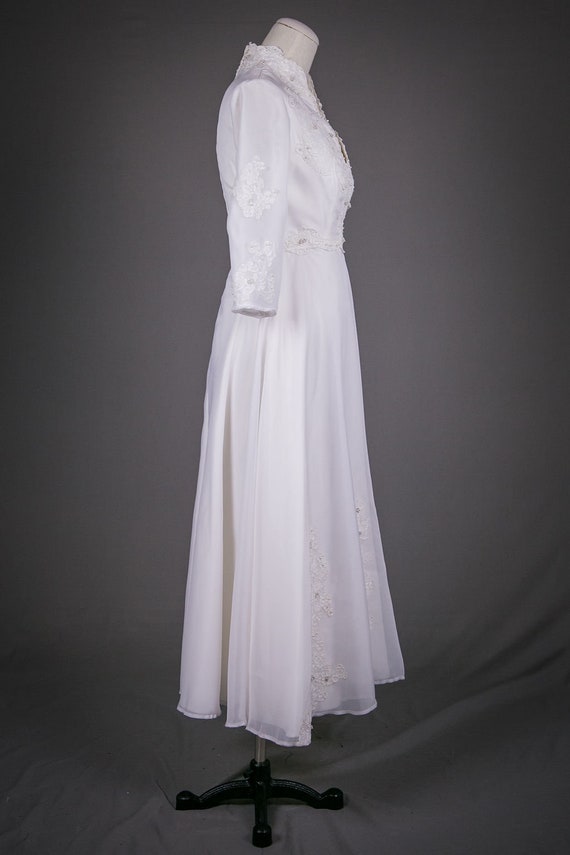 Vintage 1940s Tea Length Organza Wedding Dress XS - image 5