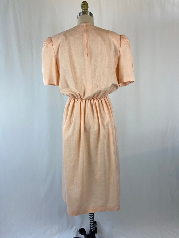 Vintage 1990s Light Peach Ladies Spring Summer Dr… - image 5