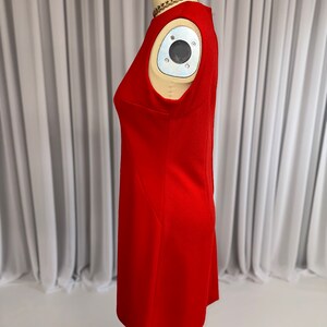 Vintage 1960s Handmade Ruby Red Sleeveless Polyester Shift Dress image 4