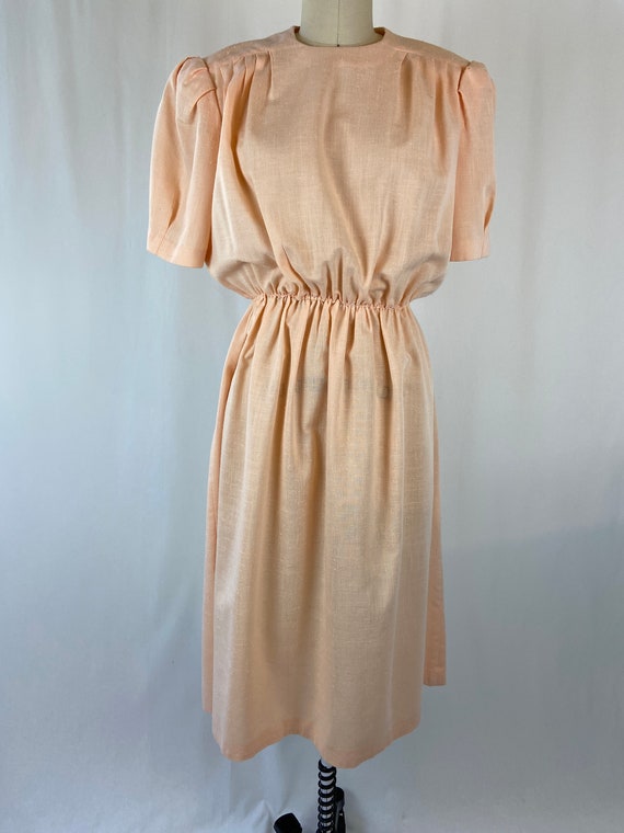 Vintage 1990s Light Peach Ladies Spring Summer Dr… - image 2