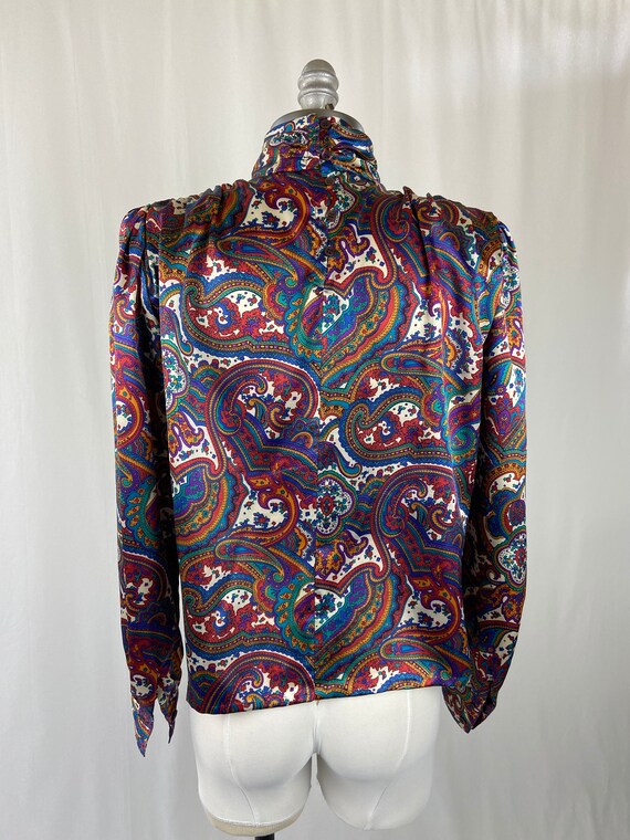 Vintage 1990's Bright Paisley Long Sleeve High Ne… - image 6