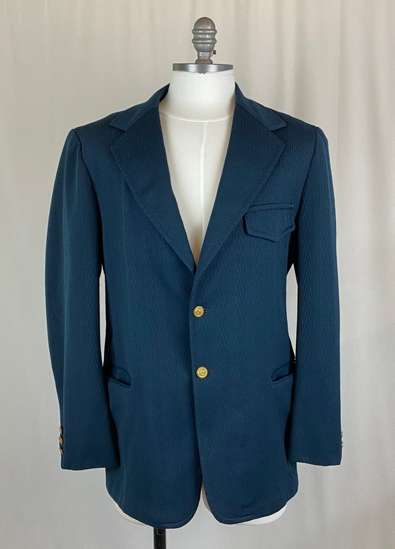 1980s 1990s Vintage Textured Navy Sport coat