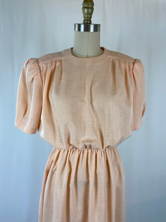 Vintage 1990s Light Peach Ladies Spring Summer Dr… - image 3