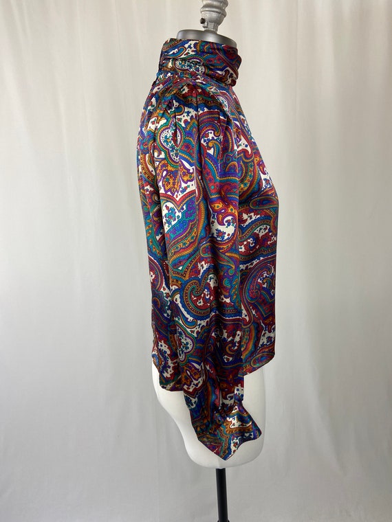 Vintage 1990's Bright Paisley Long Sleeve High Ne… - image 5