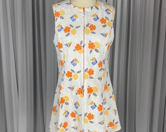 Handmade Cotton Fit & Flare Tennis Dress with Orange Accents