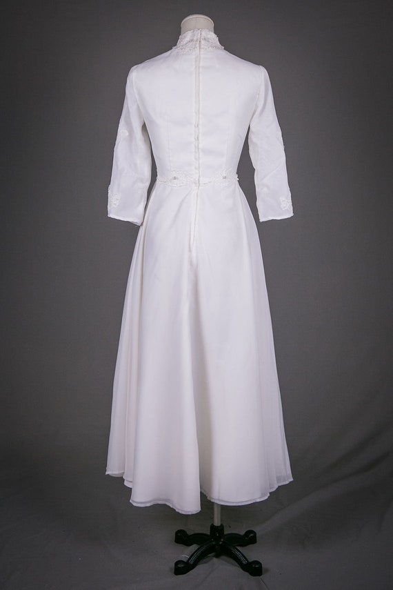Vintage 1940s Tea Length Organza Wedding Dress XS - image 6