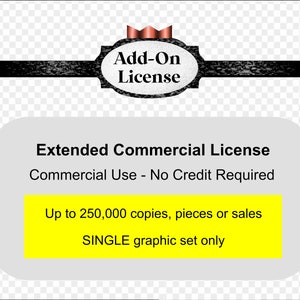Extended Commercial License - Up to 250,000 copies, pieces or sales - SINGLE graphic design name set