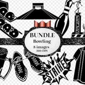 Bowling clipart clip art digital graphic - PNG SVG vector cricut silhouette cutting file - bowling ball, bowling alley, bowling pin download
