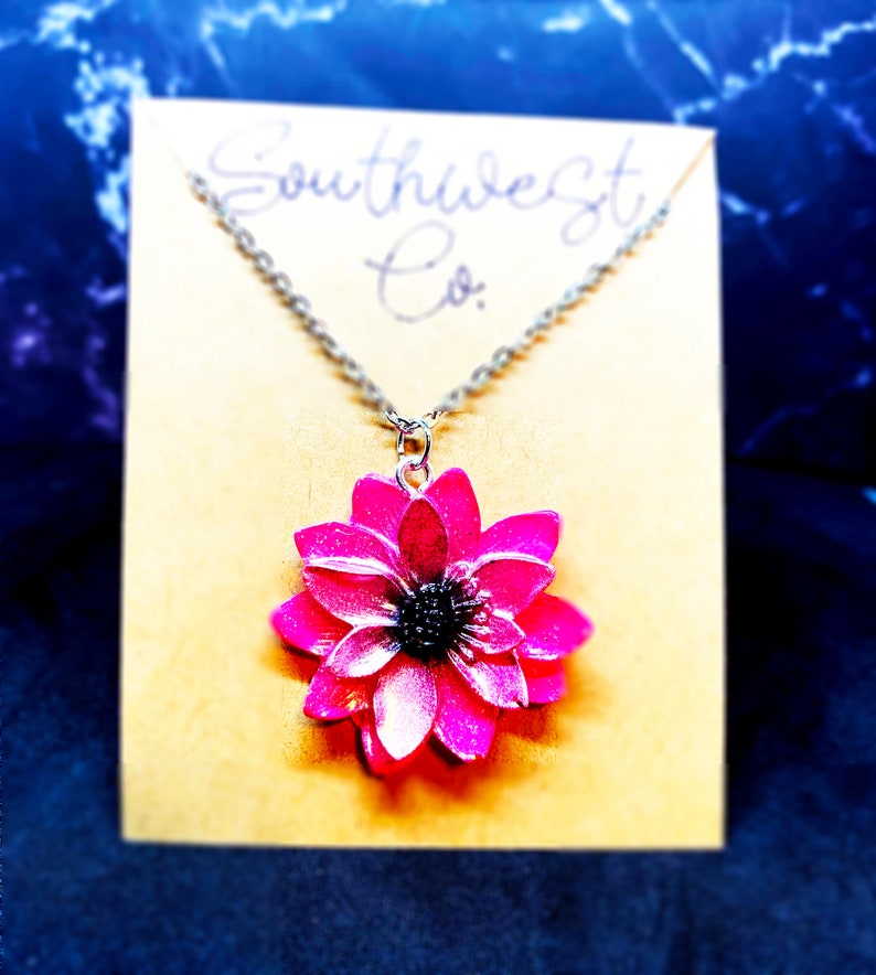 Flower Epoxy Resin Necklace assorted Varieties Gift for Etsy