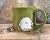 Handmade ceramic bunny mug, handmade pottery bunny mug, handmade ceramic mug, unique mug, perfect mug, artistic mug