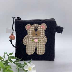hübsche handgemachte Wolle Geldbörse, Münztasche, Bär Tasche, Teddybär Tasche, Portemonnaie, süße Reisetasche, Reisetasche