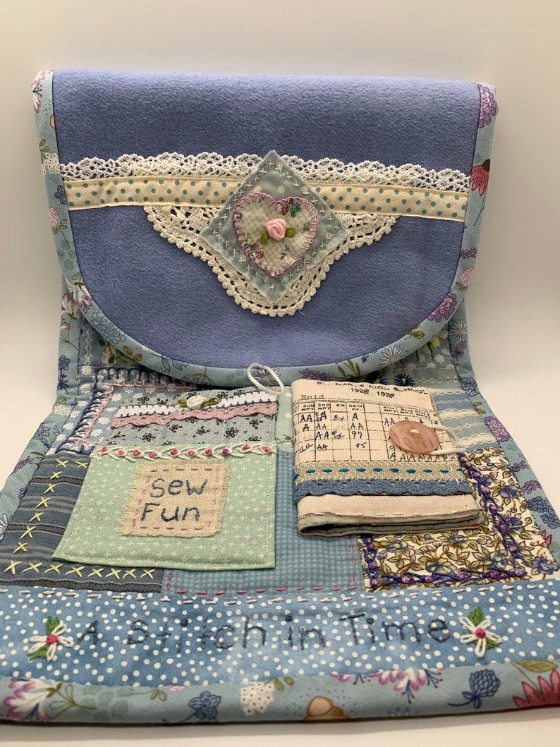 Handmade Sewing Roll, Pretty Sewing Kit, Handstitched Hussif, Handsewn