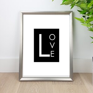 Impresión en blanco y negro, impresión de fotos de palabras de amor, signo de amor. Cartel de impresión de carta de amor, arte moderno, diseño simple, Home deco, arte de pared imprimible