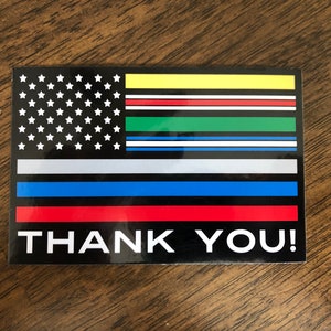 3&quot; x 4.5+&quot; Thank You! First Responder & Medical Car Decal/Sticker