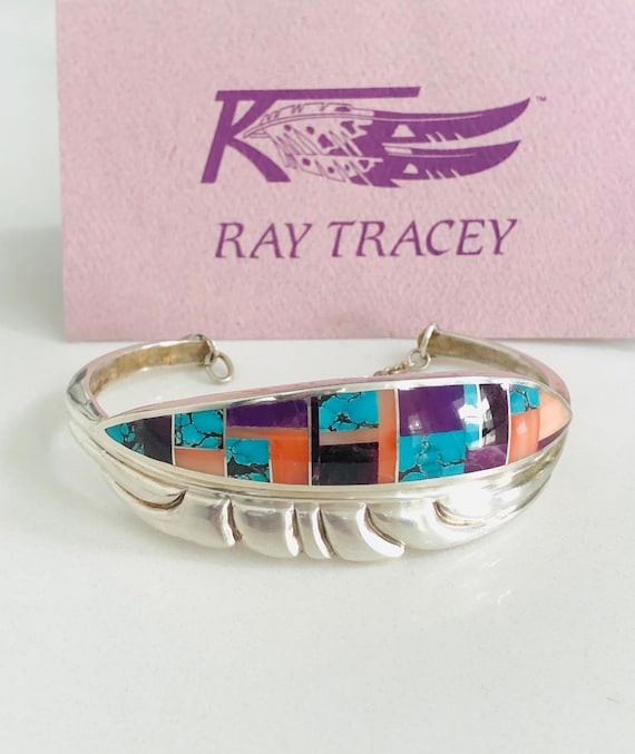 Vintage Ray Tracey Silver Cuff Bracelet