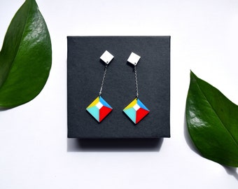 Geometric Earrings, Art Deco Earrings, Le Corbusier Earring 02, Dangle Earrings ,Statement Earrings, Gift for her