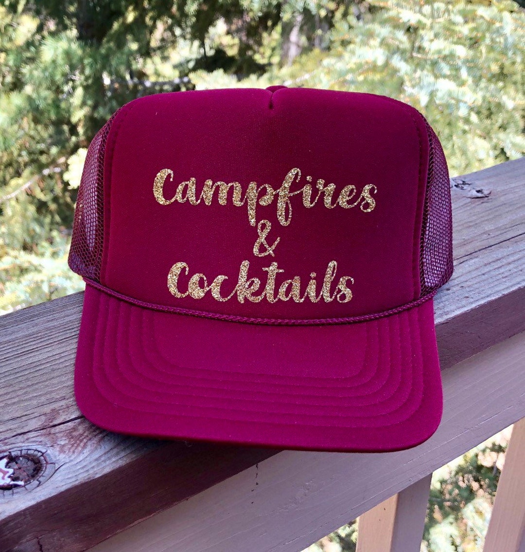Camping Hatcamper Hatcampfires and Cocktailscamping Trucker Hat