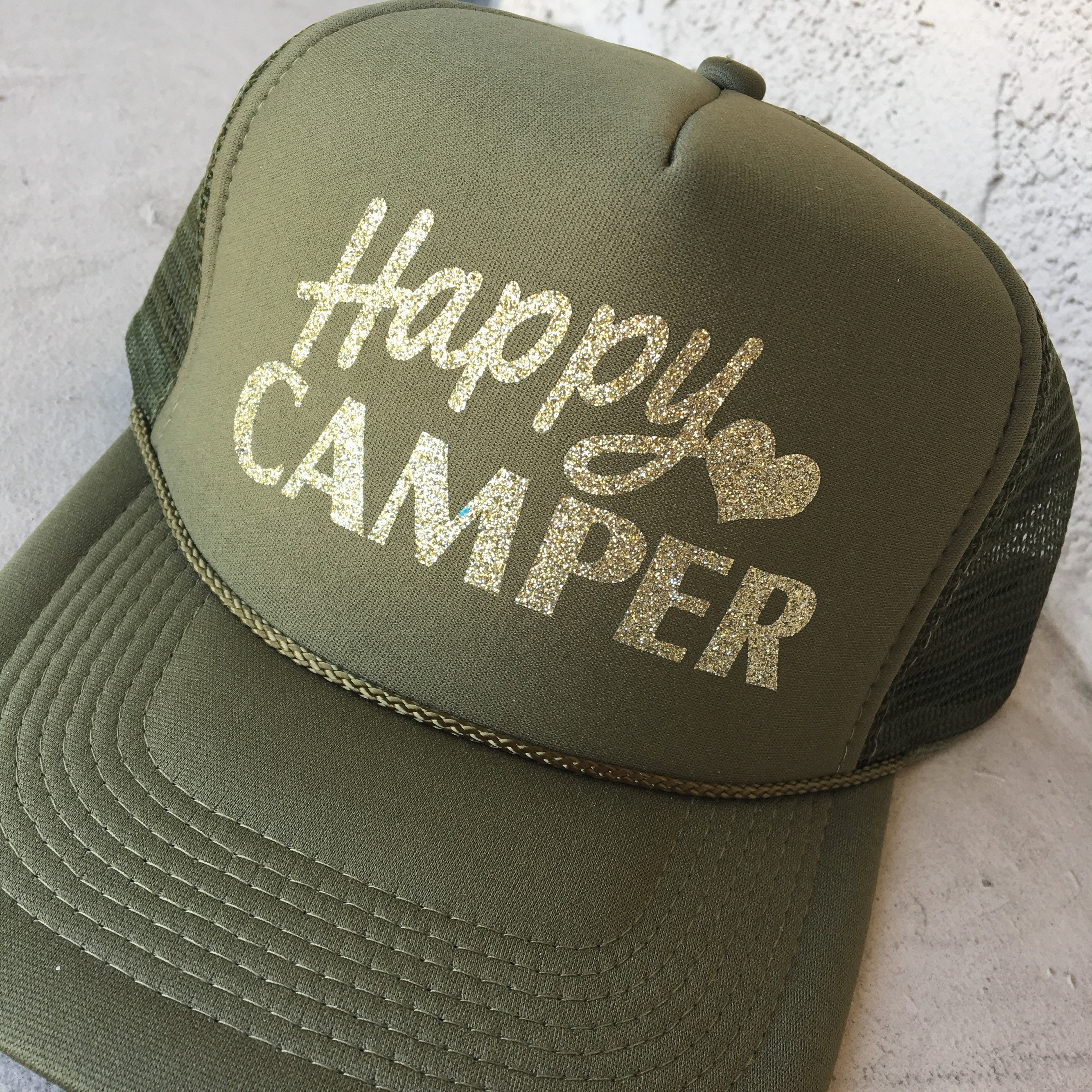 Aliner Camp Gear Navy Baseball Cap Happy Camper, Camping Gear, Night Lighting