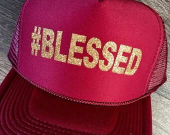Blessed trucker hat-glitter trucker hat-inspirational trucker hat-birthday gift