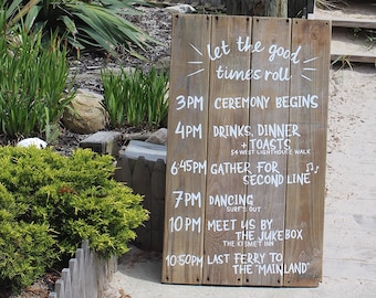 Custom Wedding Ceremony Sign, Order of the Day Sign, Hand Painted on Reclaimed Wood, Sustainable Wedding