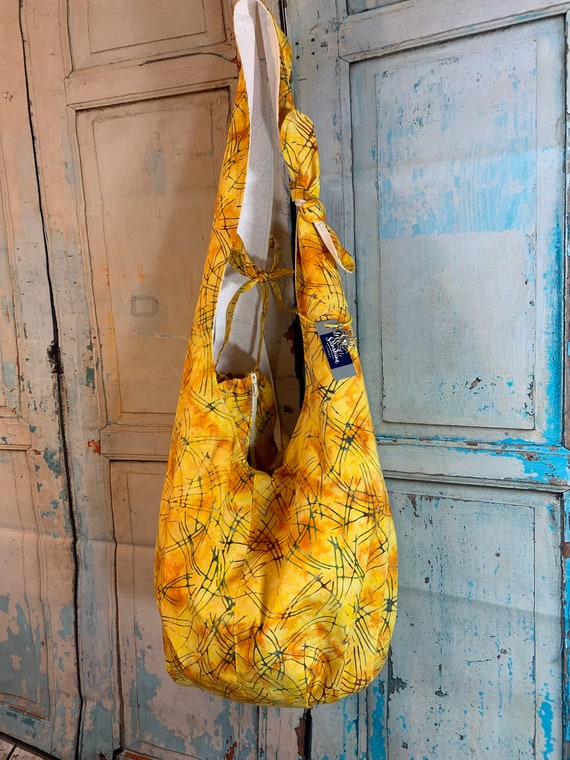 Large Yoga Mat Bag With Pockets Fits Yoga Mat, Yoga Block, and Gym Workout  Yellow and Orange Batik 