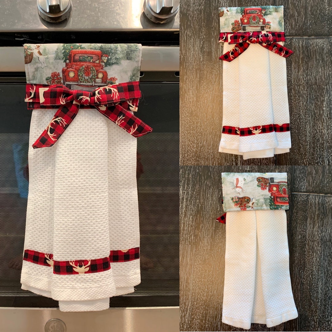 Holiday Christmas Hanging Towel 100 Cotton Waffle Towels Etsy