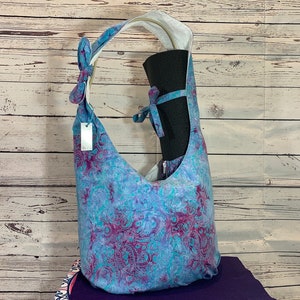 Large Yoga Mat Bag with Pockets fits Yoga Mat, Yoga block, and Gym Workout- Magenta and Blue Batik