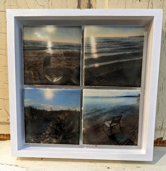 Beach Dreams, Lake Michigan Original Art, Wax Encaustic Collage