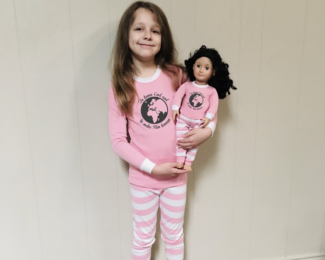 Pink Stripe Doll Me PJ Sets Choose Design Matching Pajamas for Girl and Dollie Fitted Long Sleeve Pj s Etsy Canada