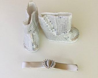 Sequined Doll Boots and Heart Belt for 18 Inch dolls