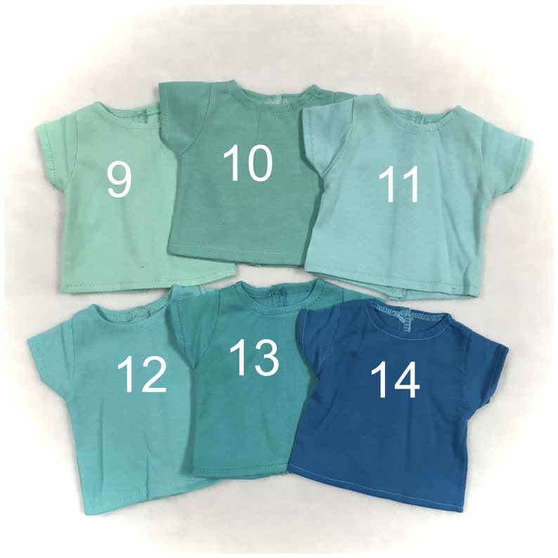 Doll Solid T-Shirt for 18-inch doll choice of colors restocked 3/28 image 3